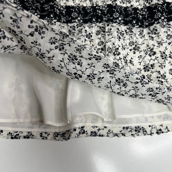 Madewell Women's Peplum Blouse Black and White Ditsy Floral Print Airy Size XL - Picture 14 of 16